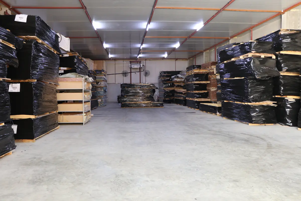 Mercavio factory floor — veneer processing and craftsmanship in Ajman