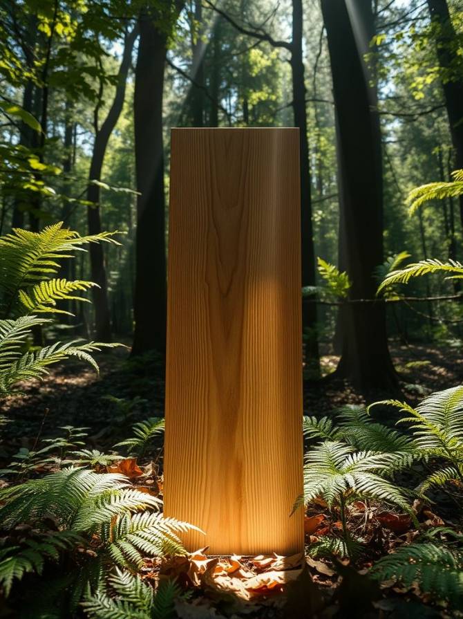 {"prompt":""A single veneer sheet placed vertically in a sunlit clearing in the forest. Surrounded by ferns and fallen leaves, with beams of light cutting through branches. Cinematic lens flare, natural color tones, ultra-detailed grain texture visible. sunlight to the veneer, fully light"","originalPrompt":""A single veneer sheet placed vertically in a sunlit clearing in the forest. Surrounded by ferns and fallen leaves, with beams of light cutting through branches. Cinematic lens flare, natural color tones, ultra-detailed grain texture visible. sunlight to the veneer, fully light"","width":768,"height":1024,"seed":42,"model":"flux","enhance":false,"nologo":true,"negative_prompt":"worst quality, blurry","nofeed":false,"safe":false,"quality":"medium","image":[],"transparent":false,"isMature":false,"isChild":false}